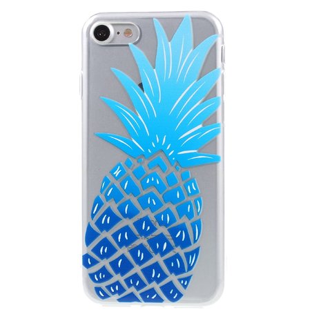 Blauwe ananas case TPU iPhone 7 8 SE 2020 SE 2022 Doorzichtig hoesje Blue