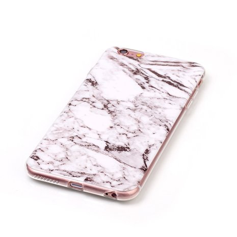 Marmer hoesje cover case iPhone 6 Plus 6s Plus silicone - Marble - Wit