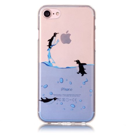 Pinguïn 7 en iPhone 8 en iPhone 2020 2022 TPU hoesje doorzichtig