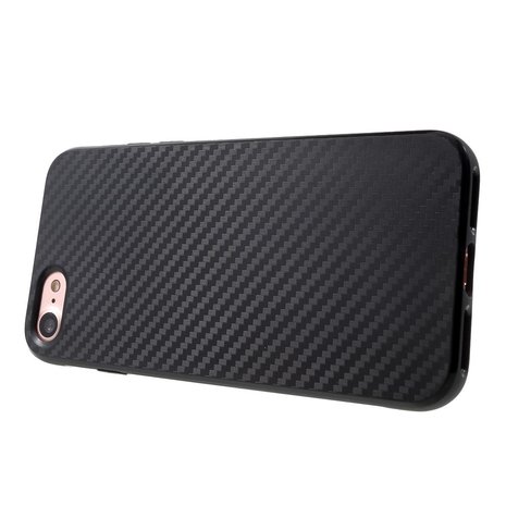 Carbon Fiber iPhone 7 8 SE 2020 SE 2022 TPU hoesje zwarte opdruk