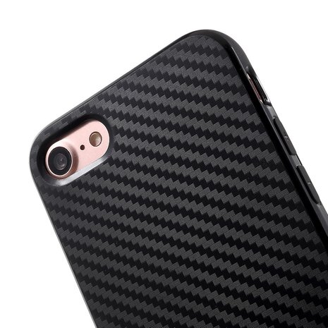 Carbon Fiber iPhone 7 8 SE 2020 SE 2022 TPU hoesje zwarte opdruk