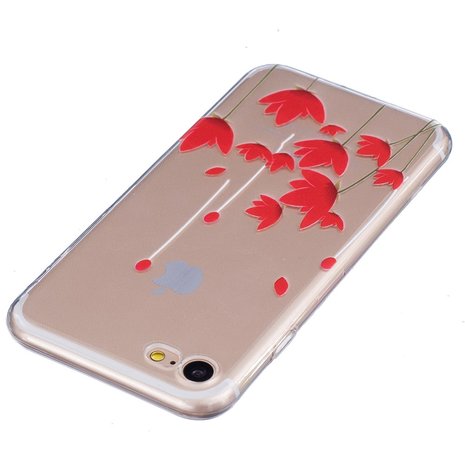 TPU hoesje iPhone 7 8 SE 2020 SE 2022 opdruk klaproos case rode bloemen