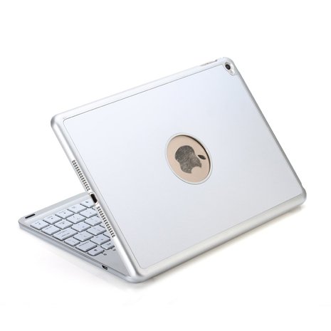 Bluetooth keyboard cover toetsenbord hoes case backlight iPad Air 2 - silver - QWERTY