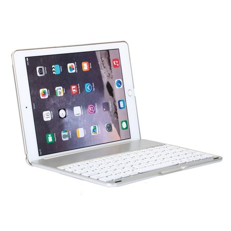 Afkeer Miles emulsie Bluetooth keyboard cover toetsenbord hoes case backlight iPad Air 2 -  silver - QWERTY