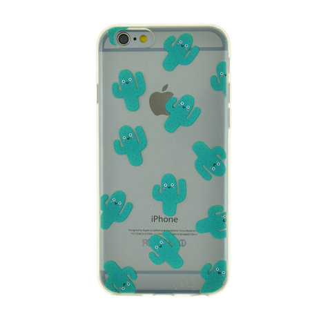Klooster Aanpassingsvermogen jas Blije cactus doorzichtig TPU hoes iPhone 6 6s cover