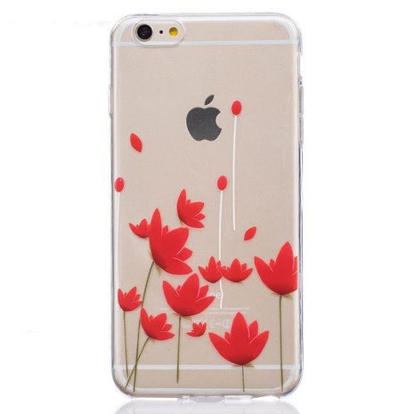 rode bloemen iPhone 6 hoesje case cover