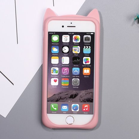 Roze snorharen iPhone 6 hoesje cover case kitten