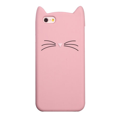 Koning Lear met tijd Graveren Roze kat snorharen iPhone 6 6s hoesje cover case kitten oortjes