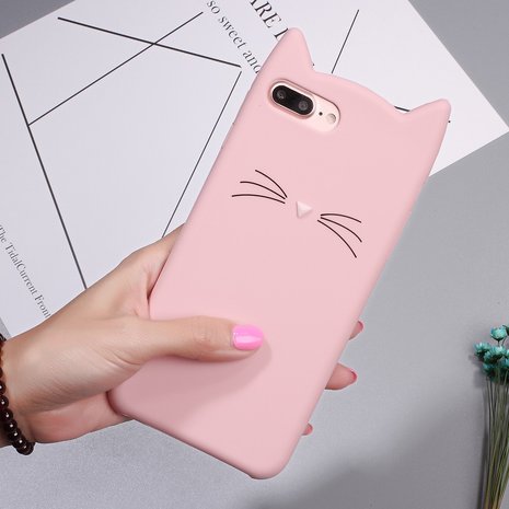 Roze katje snorharen iPhone 7 Plus 8 Plus hoesje case cover kitten