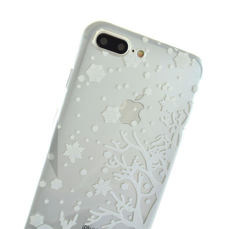 Wit kerst sneeuw silicone iPhone 7 Plus 8 Plus hoesje case cover