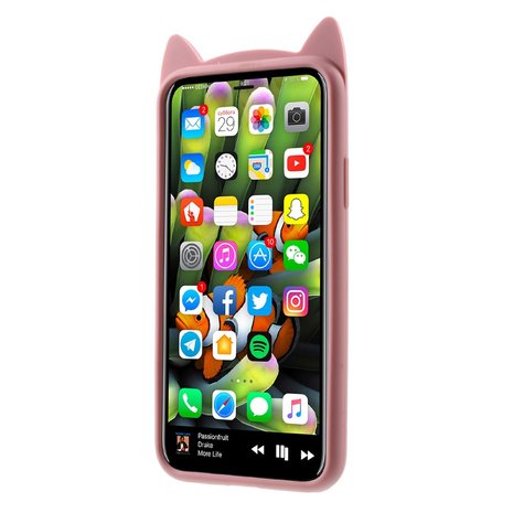 Geld rubber engel Bijdrage Roze kat hoesje iPhone X / iPhone XS siliconen cover oortjes