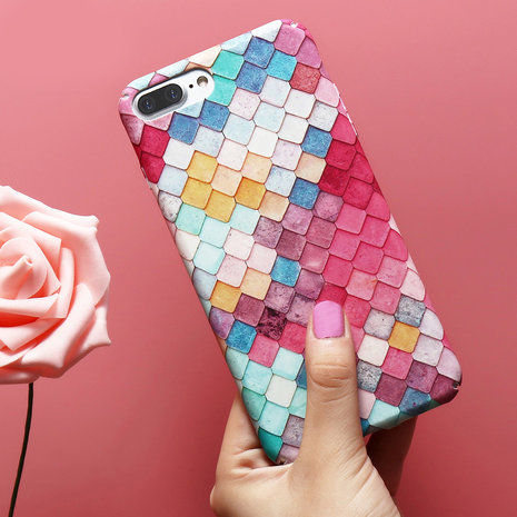 Gekleurde schubben hardcase iPhone 7 8 SE 2020 SE 2022 hoesje cover
