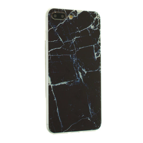 Skalk Magnetisch Durf Zwart marmeren TPU hoesje iPhone 7 Plus 8 Plus marble cover