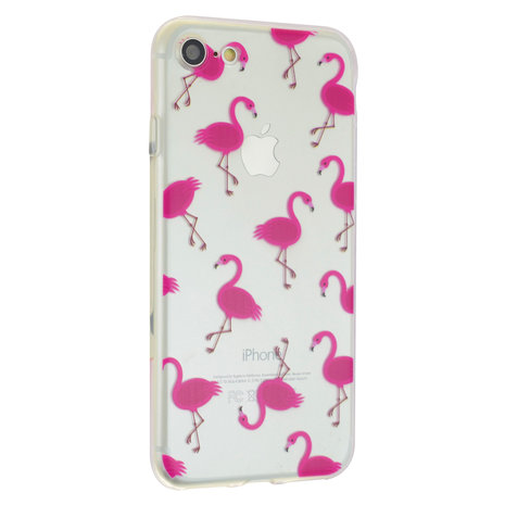 Transparant Roze flamingo TPU hoesje iPhone 7 8 SE 2020 SE 2022 case cover