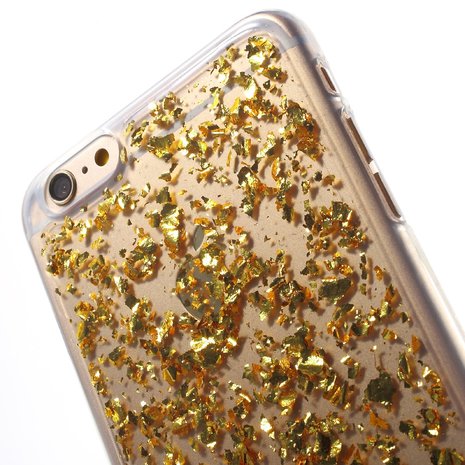Doorzichtig TPU hoesje Snippertje bladgoud iPhone 6 Plus 6s Plus Gouden cover