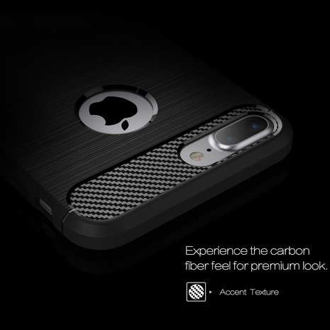 Zwart Carbon Armor iPhone 7 Plus 8 Plus TPU hoesje