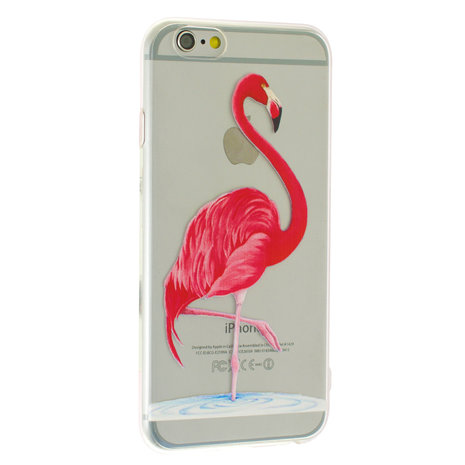 Doorzichtig hoesje flamingo roze cover iPhone 6 Plus en 6s Plus