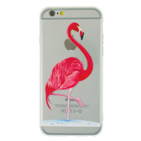 Doorzichtig hoesje flamingo roze cover iPhone 6 Plus en 6s Plus