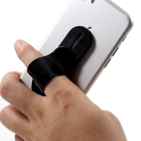 Universele vinger grip verstelbare TPU houder standaard zwart