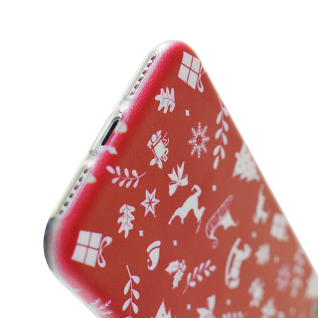 Kerst hoesje rood iPhone 7 8 SE 2020 SE 2022 TPU Christmas case Red Kerstmis cover