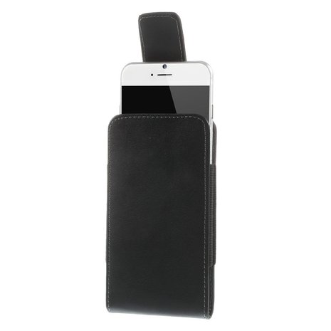 Broekclip iPhone 6 6s 7 8 SE 2020 SE 2022 - lederen hoesje zwart