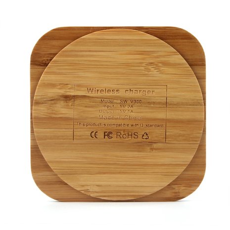 Universele draadloze Qi oplaad pad - Bamboe hout oplader