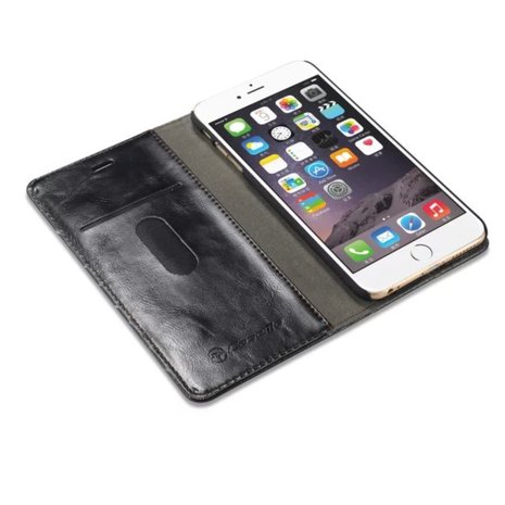 Caseme Oil Wallet lederen case iPhone 6 Plus 6s Plus - Bookcase Zwart