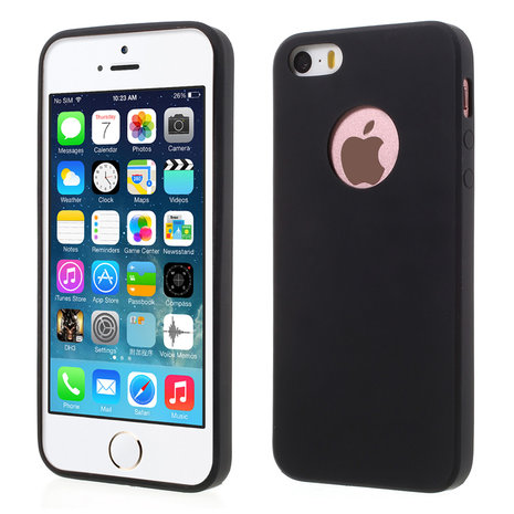 meer en meer Rondsel Raap Silicone hoesje iPhone 5/5s Stevige, strakke zwarte case kopen