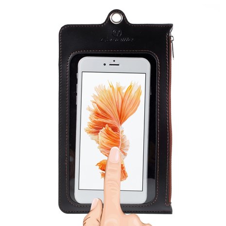 Caseme lederen Touch Pouch hoesje Universeel - Zwart