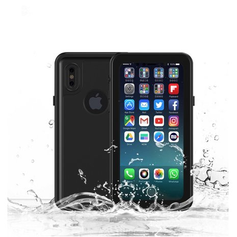 hop litteken Grillig Waterproof iPhone X / iPhone XS case IP68 waterdicht hoesje - Zwart