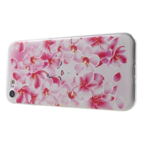 Perzik Bloem iPhone 7 8 SE 2020 SE 2022 TPU hoesje - Roze Wit