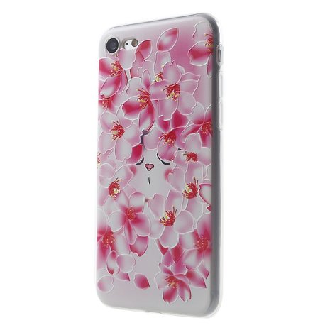Perzik Bloem iPhone 7 8 SE 2020 SE 2022 TPU hoesje - Roze Wit