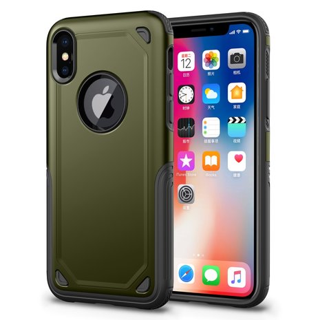 Shockproof Pro Armor iPhone X XS hoesje - Protection Case Green - Extra Bescherming