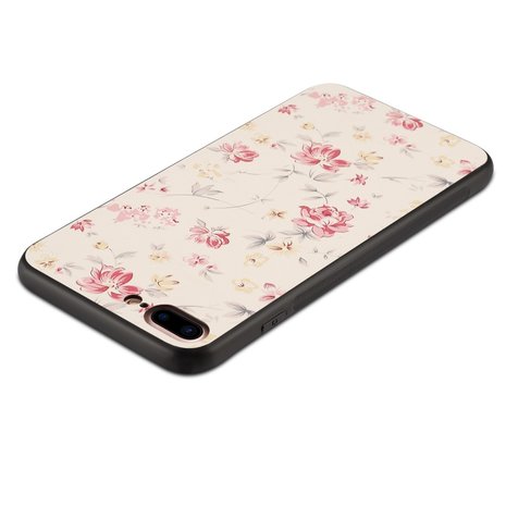 Klassiek bloemen hoesje iPhone 7 Plus 8 Plus - Pastel roze