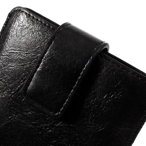 Universeel zwart lederen insteekhoesje voor iPhone - Max. 5 inch