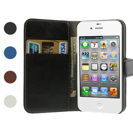 Mos architect geld iPhone 4 4s Bookcase Portemonnee hoesje lederen wallet case - Lichtroze