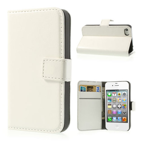 iPhone 4 4s Portemonnee lederen wallet case - Wit
