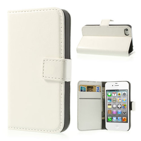 Berg kleding op wereld informatie iPhone 4 4s Bookcase Portemonnee hoesje lederen wallet case - Wit