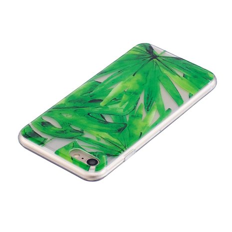 Tropische bladeren cover TPU hoesje iPhone 7 8 SE 2020 SE 2022 - Doorzichtig Groen