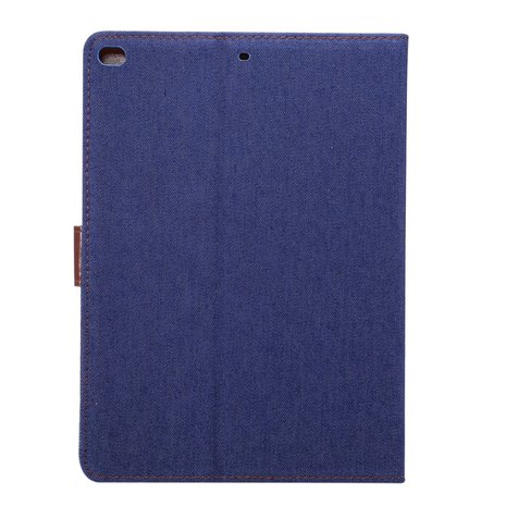 Denim leer case draaibare hoes iPad 2017 2018 - Blauw Bruin