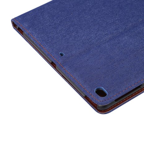 Denim leer case draaibare hoes iPad 2017 2018 - Blauw Bruin