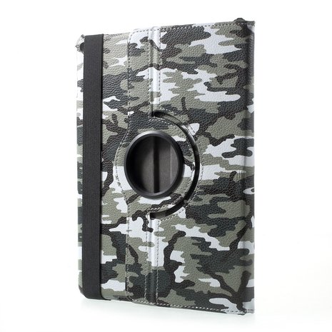 Camouflage hoes legerprint cover iPad 2017 2018 - Groen Wit Zwart