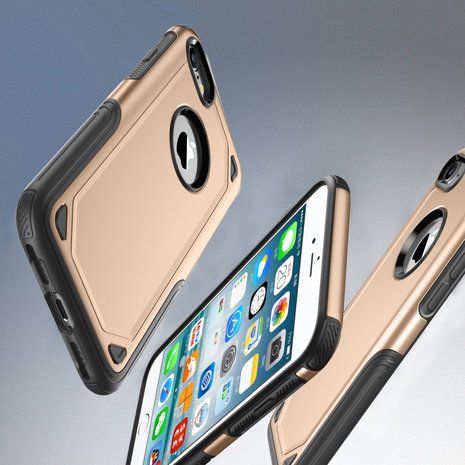 Shockproof hoesje Pro Armor iPhone 7 8 SE 2020 SE 2022 - Protection Case Goud - Extra Bescherming