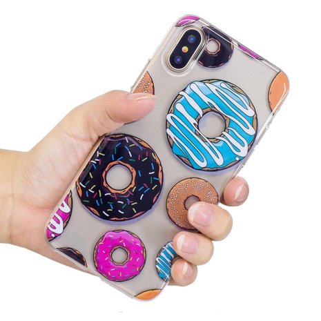 Donut hoesje gebak TPU case iPhone X XS - Kleurrijk Transparant