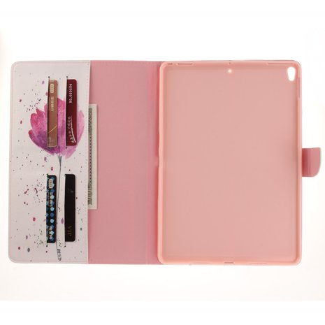Bloem rustiek klaphoes hoes iPad Air 3 (2019) & iPad Pro 10.5 inch - Wit Roze