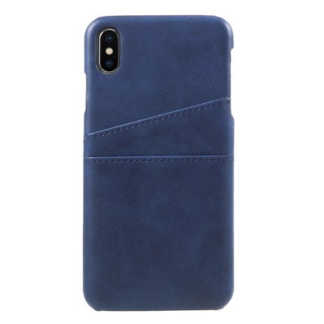 Duo Cardslot Wallet kunstleer kaarthouder hoesje iPhone XS Max case - Blauw