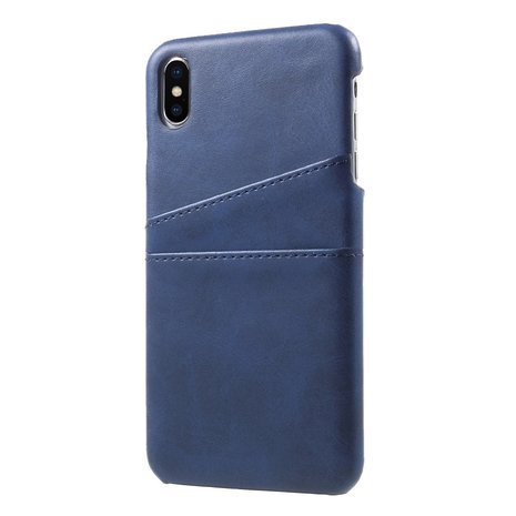Duo Cardslot Wallet kunstleer kaarthouder hoesje iPhone XS Max case - Blauw