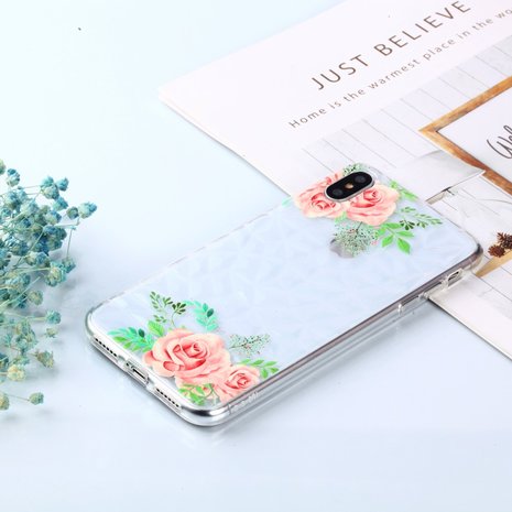 Diamant hoesje TPU iPhone XS Max Case - Bloemen