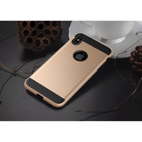 Beschermend Brushed hoesje iPhone XS Max Case - Goud