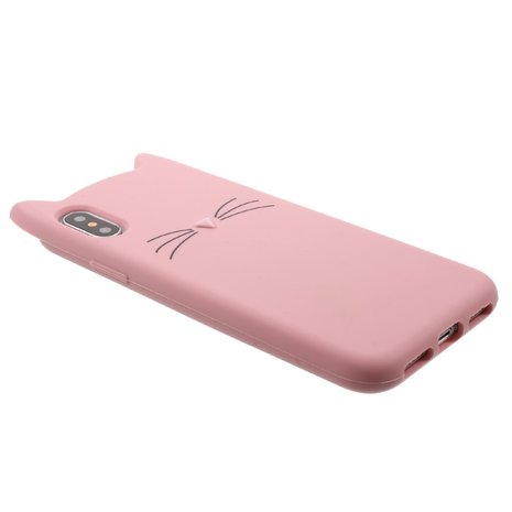 Flexibel kitten hoesje schattig kat case iPhone XS Max - Roze